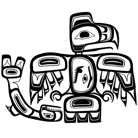 Haida Art   Eagle And Salmon Coloring Page